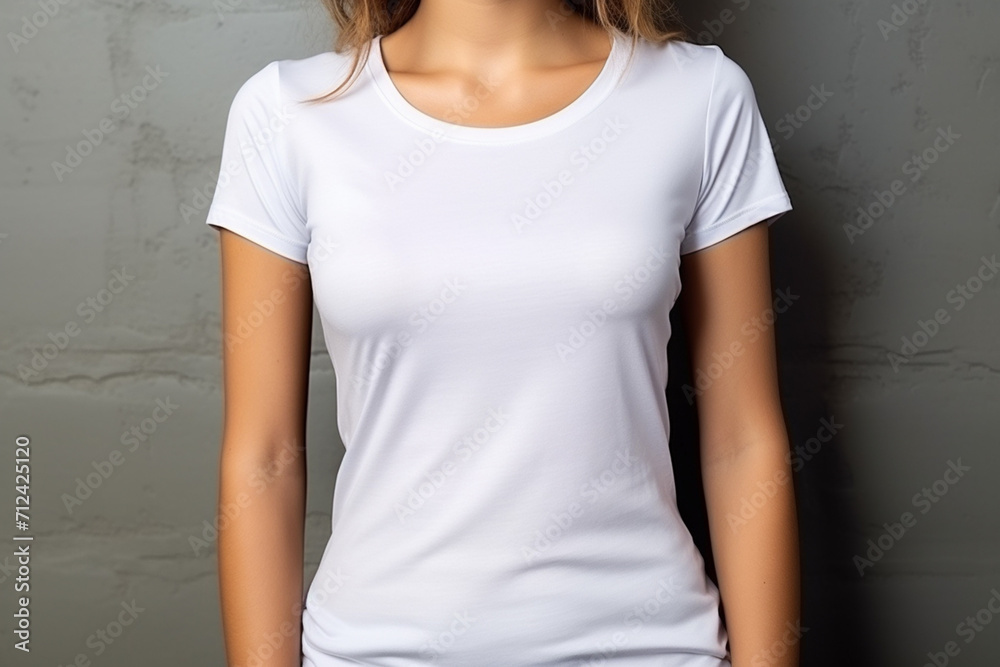 Woman in White Tshirt Mockup created with Generative AI Woman in White Tshirt Mockup created with Generative AI