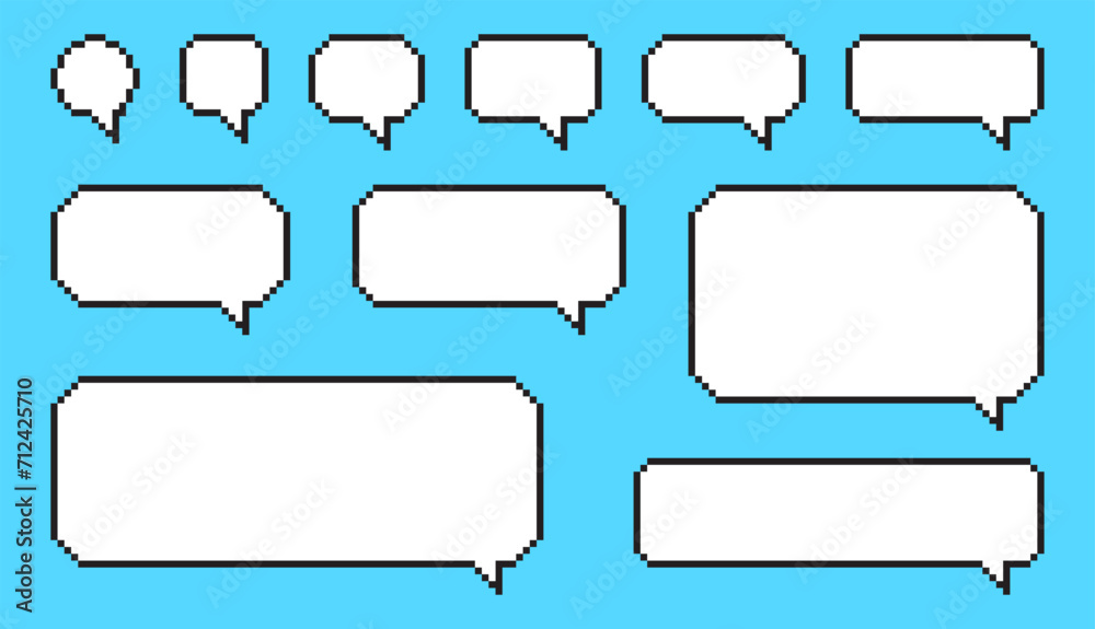 Set of empty pixel speech bubbles. Vector illustration. Set of empty pixel speech bubbles. Vector illustration.