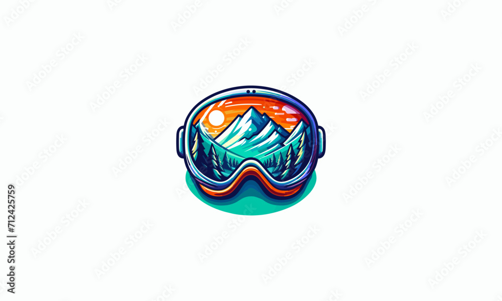 Naklejka premium Watercolor snowboarding Mountain sunglass, isolated on white background