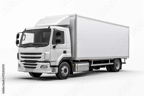 Container Truck mockup for advertising Isolated on white background