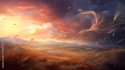 fantasy creative wallpaper artwork showing wind is blowing in a desert photo