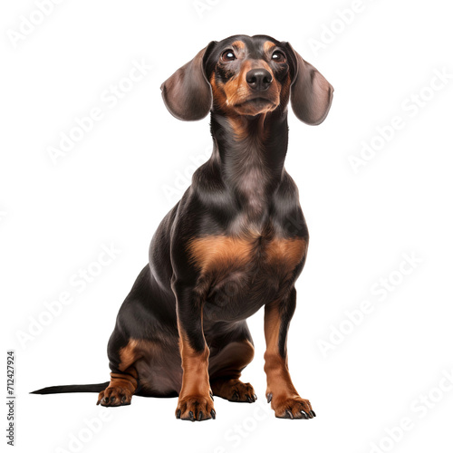 Portrait of a dachshund dog sitting isolated on transparent background