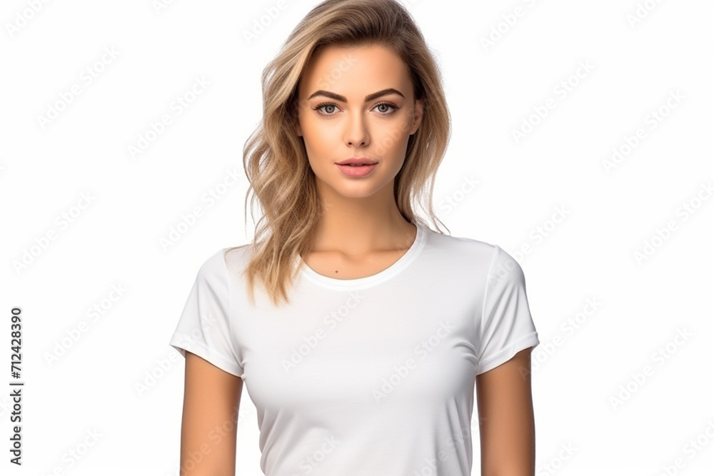Woman in White Tshirt Mockup created with Generative AI Woman in White Tshirt Mockup created with Generative AI