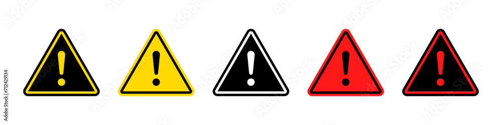 Warning, attention, caution sign set