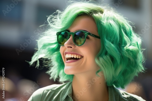 portrait of a girl with green hair