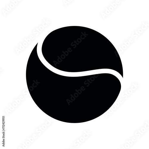 tennis ball - black and white vector symbol illustration, white background