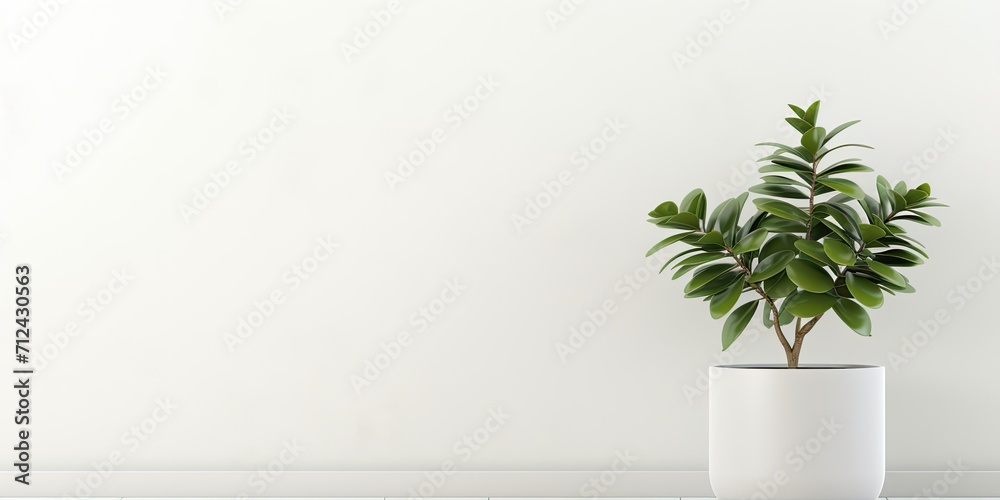Nomadic style : Close-up of plant in pot with mockup frame.