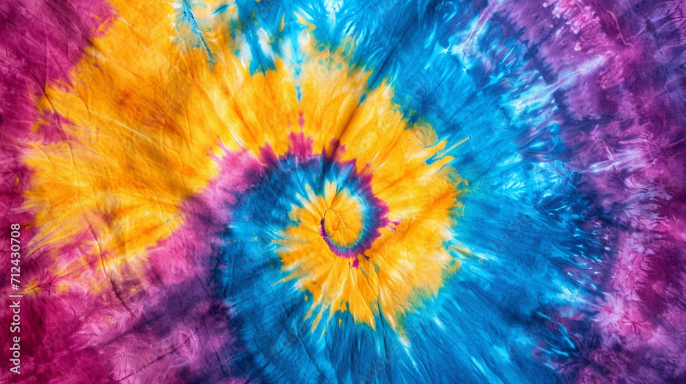 A psychedelic splash of colors, where indigo and bright yellow twist and turn in a groovy, 1960s tie-dye fashion, abstract background