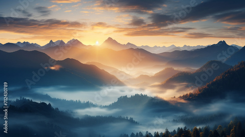 sunset in the mountains for wallpaper background   Generate AI