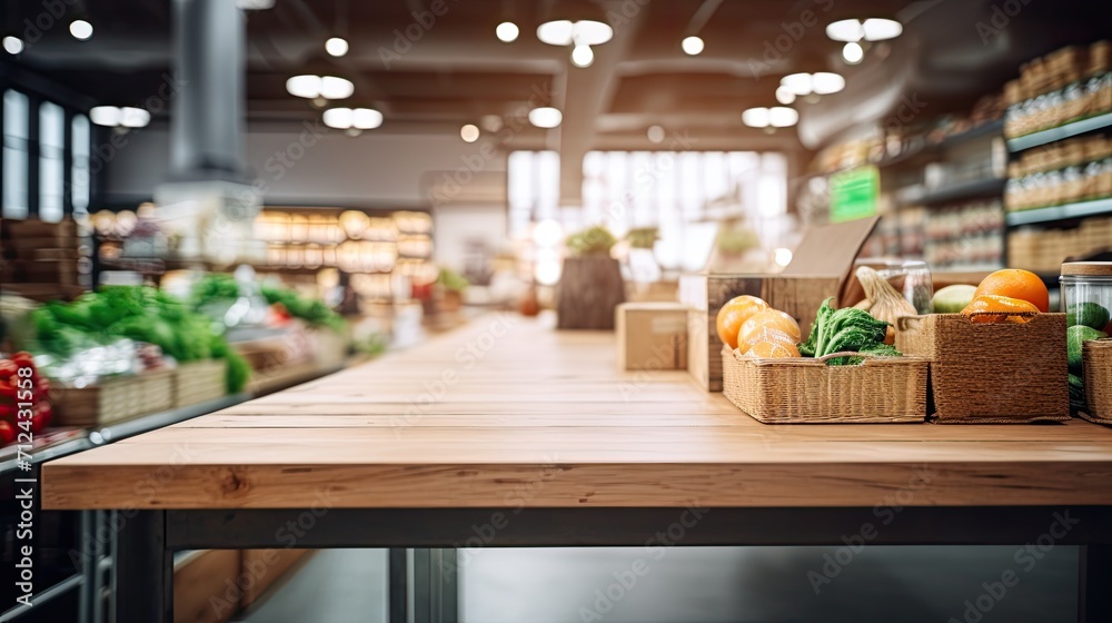 Modern Supermarket Interior with Fresh Produce Display