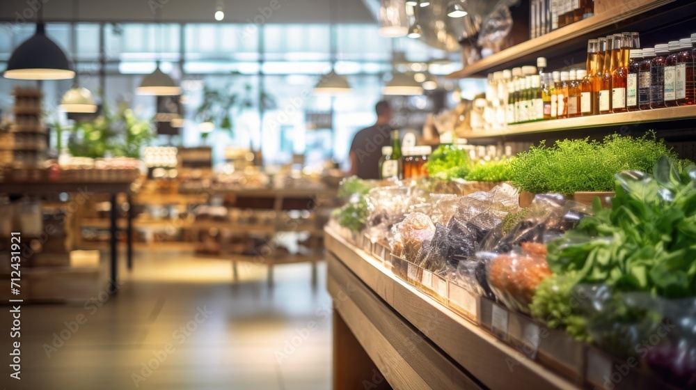 Modern Supermarket Interior with Fresh Produce Display