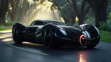 Incredible luxury sports supercar, neon lights, power, speed, drift, dark night urban style