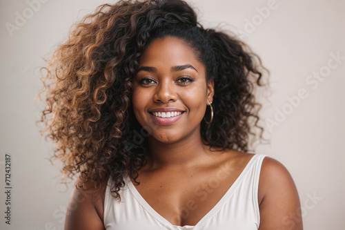 Portrait of gorgeous African American young plus size woman