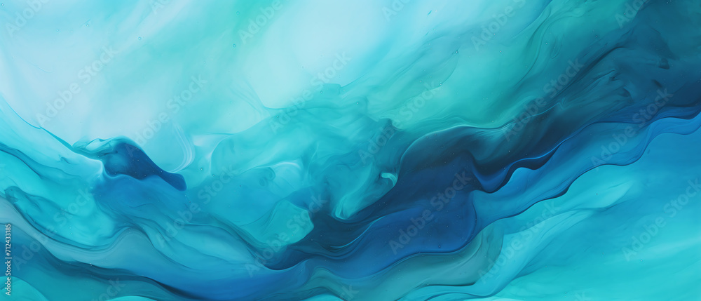 Abstract watercolor paint background, teal blue, and green color.