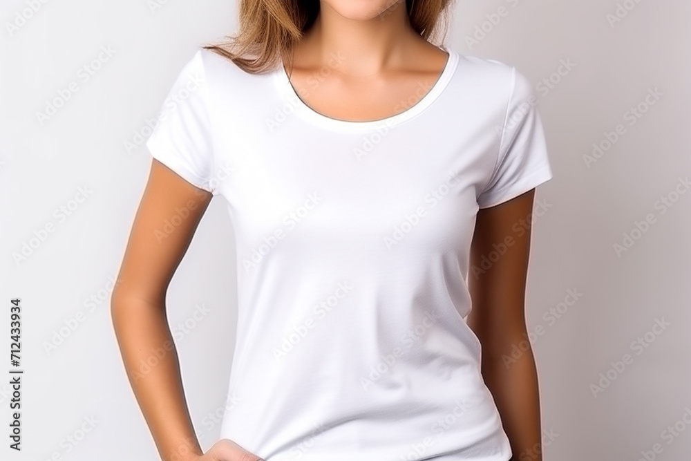 Woman in White Tshirt Mockup created with Generative AI Woman in White Tshirt Mockup created with Generative AI