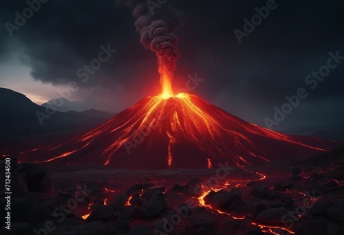 A volcano and a lava Volcano eruption concept background