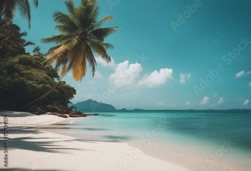 Beautiful tropical island sea beach landscape turquoise ocean water