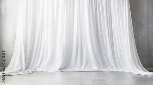 Elegance meets simplicity in this indoor photo backdrop, adorned with flowing white curtains framing the windows for a timeless and sophisticated atmosphere