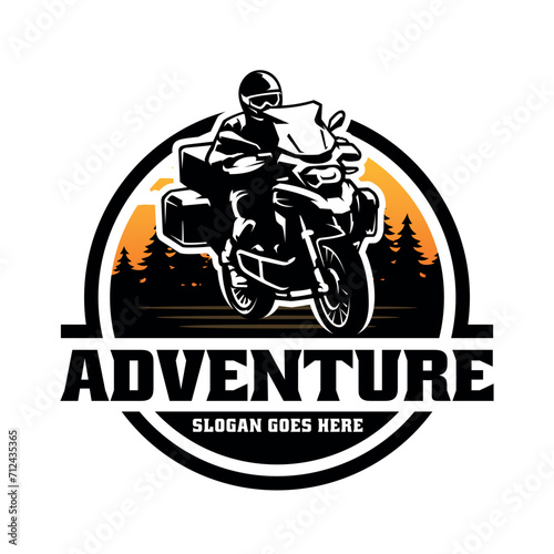 Adventure Motorcycle Illustration Logo Vector