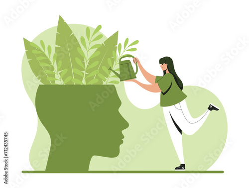 Mental health concept. Flat vector illustration