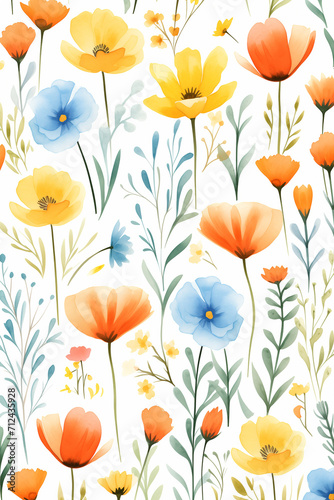 watercolor floral seamless pattern  background 