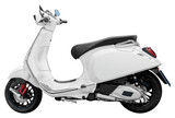 Side view white scooter motorcycle