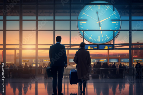 Delayed flight - Business People Airport Terminal Travel Departure Concept  photo