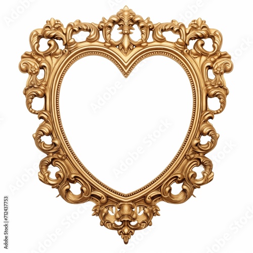 golden love frame in white background ai generated