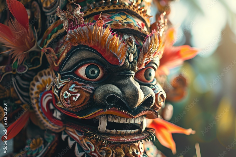 Close-up view of a mask attached to a pole. Can be used for various purposes Close-up view of a mask attached to a pole. Can be used for various purposes