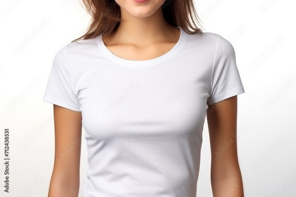 Woman in White Tshirt Mockup created with Generative AI Woman in White Tshirt Mockup created with Generative AI