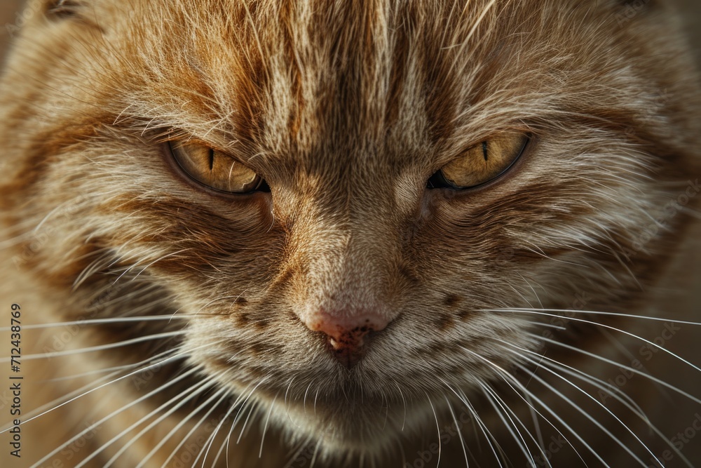 A close-up view of a cat's face with a blurry background. Suitable for various uses A close-up view of a cat's face with a blurry background. Suitable for various uses