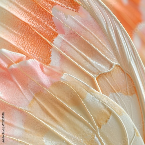 Butterfly wing, super macro texture, peach fuzz palettes. Abstract natural background texture in 2024 trendy tones. 