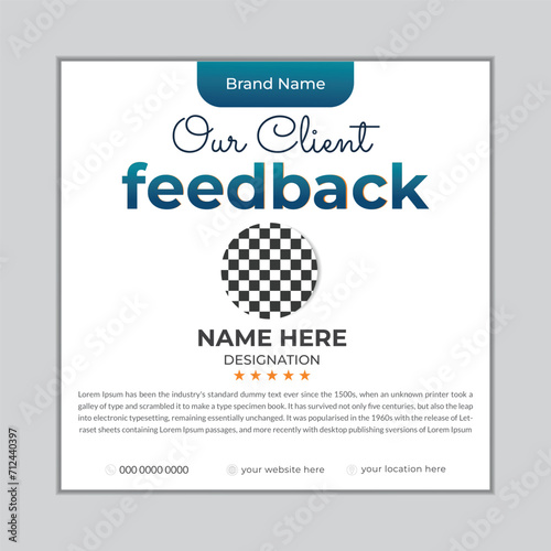 Creative Client Feedback design and template design with mockup full editable file