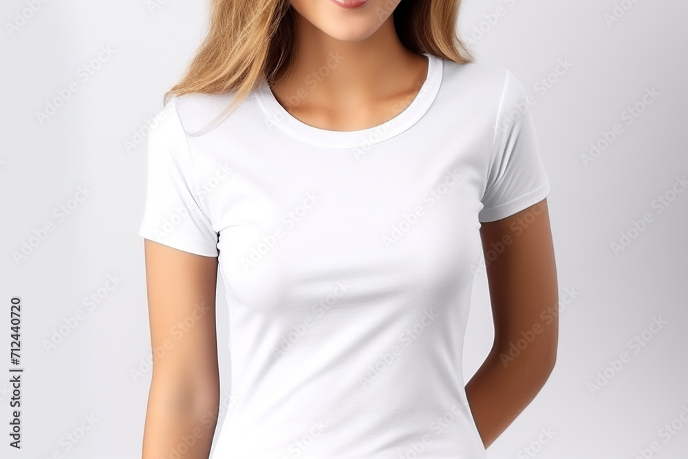Woman in White Tshirt Mockup created with Generative AI Woman in White Tshirt Mockup created with Generative AI