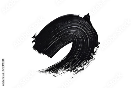 Abstract black ink liquid splashing, drops, brush strokes, stain grunge isolated on transparent png background, Japanese style of smear splatter acrylic paint.
