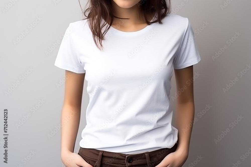 Woman in White Tshirt Mockup created with Generative AI Woman in White Tshirt Mockup created with Generative AI