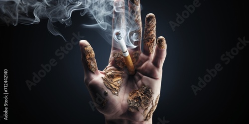 Abstain from smoking, as a man decides to quit cigarettes to improve his wellbeing, in observance of World No Tobacco Day due to the harmful impact photo
