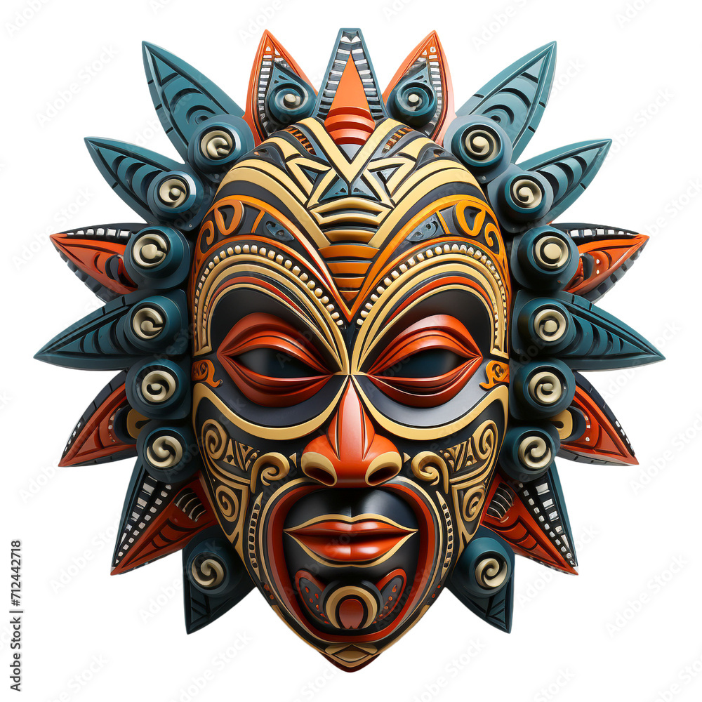 Tribal mask isolated on png background.
