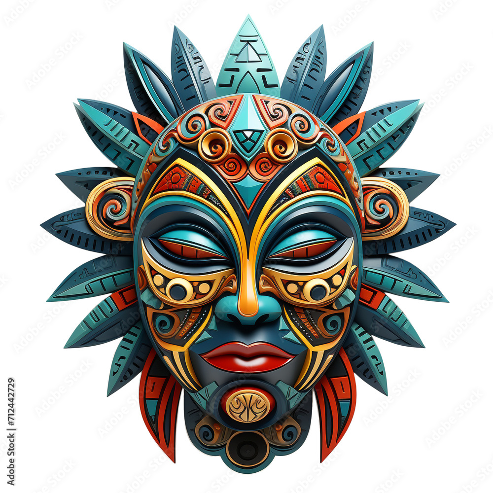 Tribal mask isolated on png background.