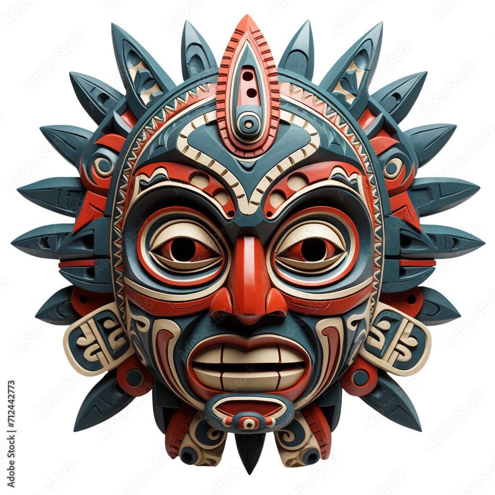 Naklejka premium Tribal mask isolated on png background.