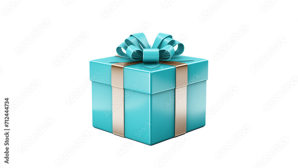 Fototapeta premium Gift box cut out. Blue present box on transparent background