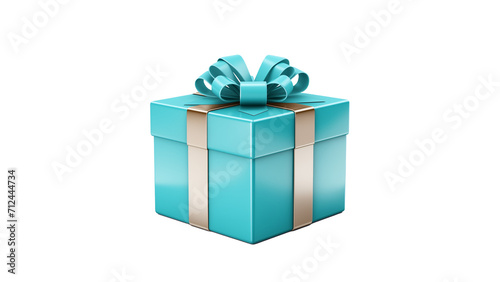 Gift box cut out. Blue present box on transparent background © yLemon