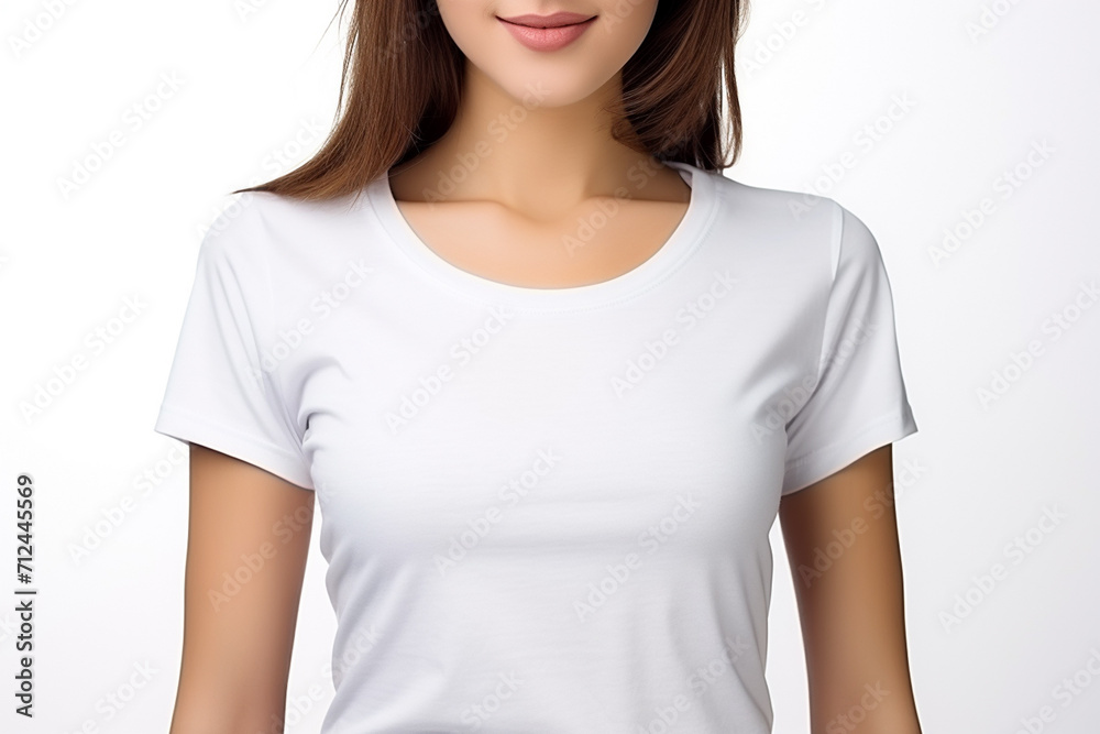 Woman in White Tshirt Mockup created with Generative AI Woman in White Tshirt Mockup created with Generative AI
