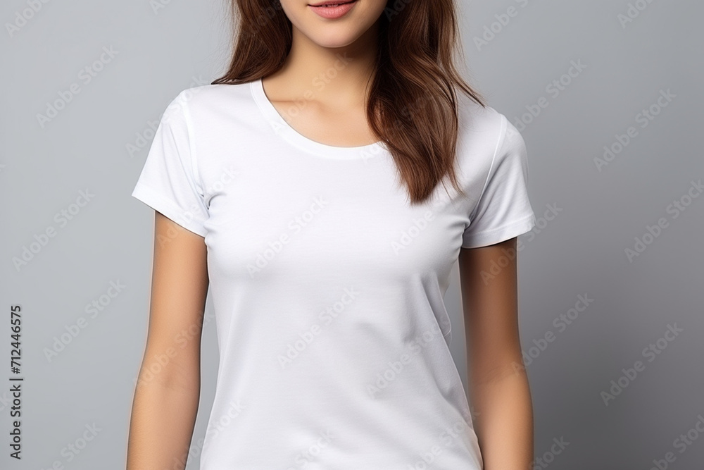 Woman in White Tshirt Mockup created with Generative AI Woman in White Tshirt Mockup created with Generative AI