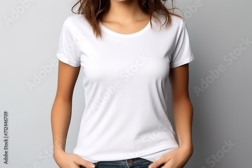 Woman in White Tshirt Mockup created with Generative AI