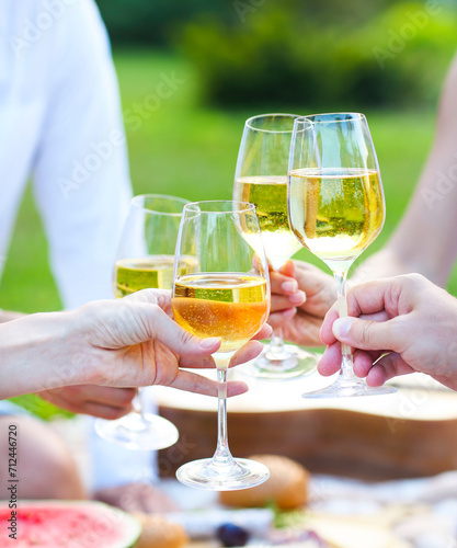 Summer picnic with white wine