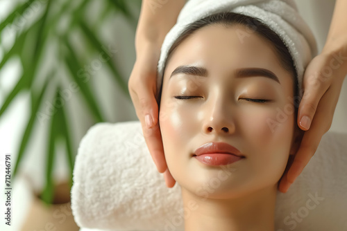 woman in spa having a head massage