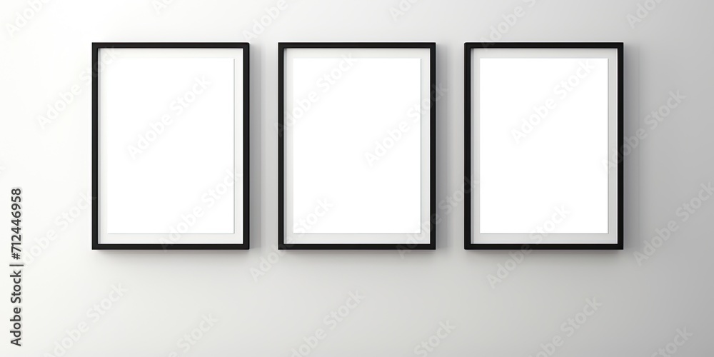 Mockup of isolated white posters with black frames. Mockup of isolated white posters with black frames.