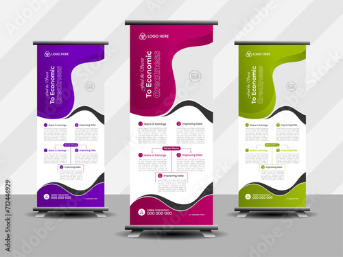 Curved Roll Up Banner Design, Print Ready Roll Up Banner Design