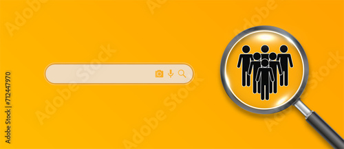 Vacant banner on copy space empty white background. Concept of career, recruitment, vacancy and human resources. 3D Vector.